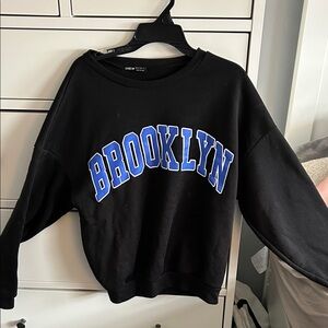 SHEIN Black Sweatshirt with Blue Lettering